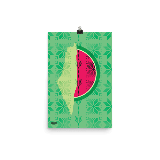 Palestine Map Watermelon Tatreez Poster