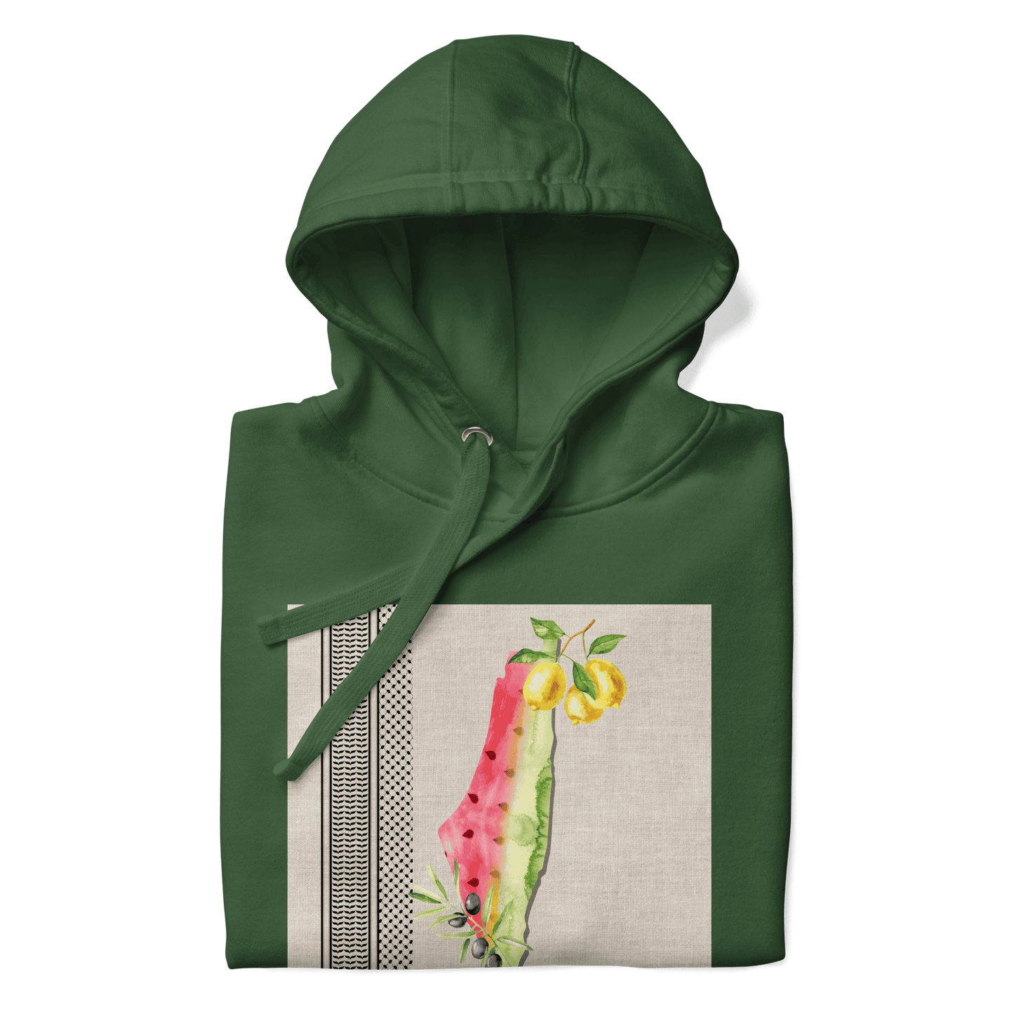 Palestine Olive Lemon Watermelon Forest Green Unisex Hoodie