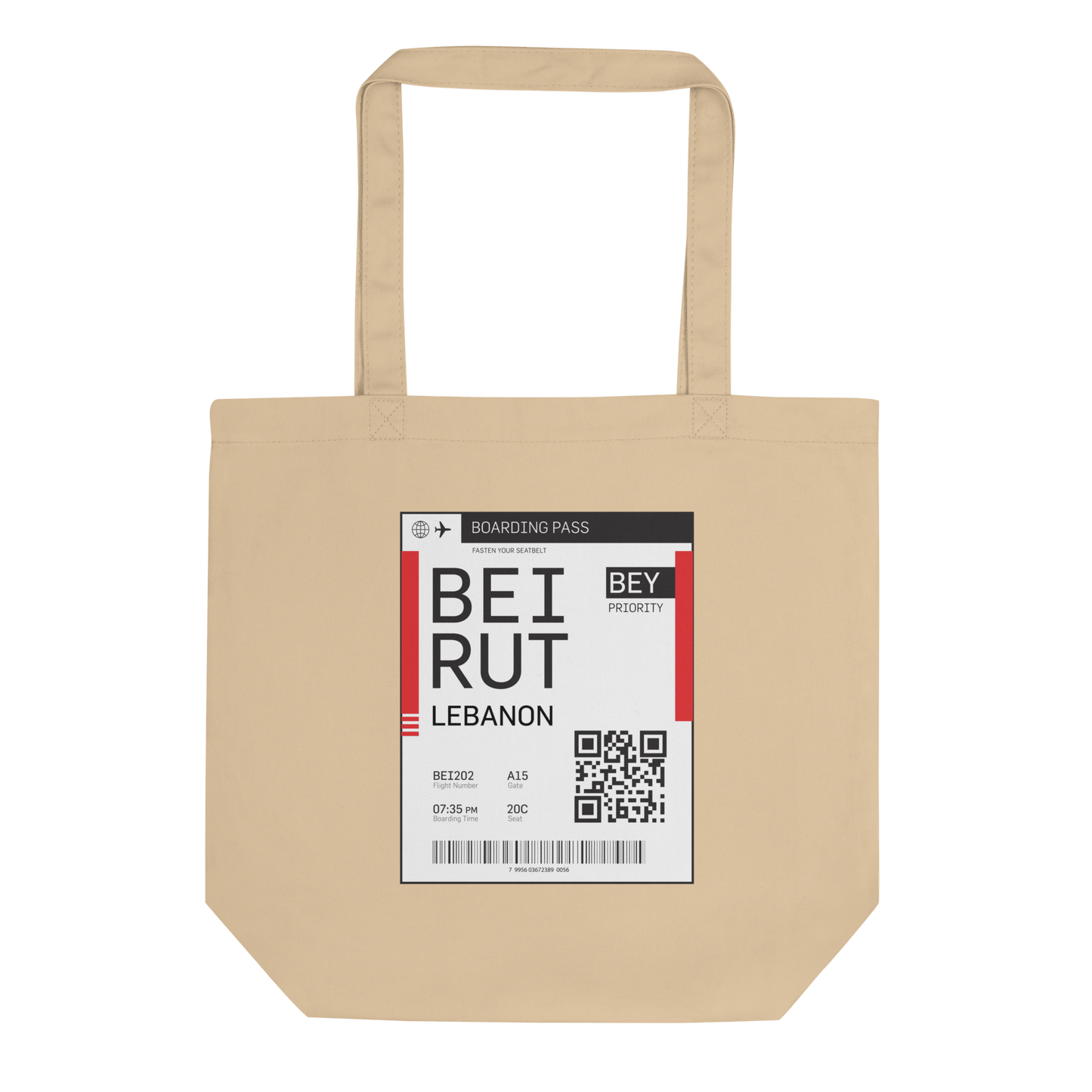 Lebanese Beirut Boarding Pass Tote Bag