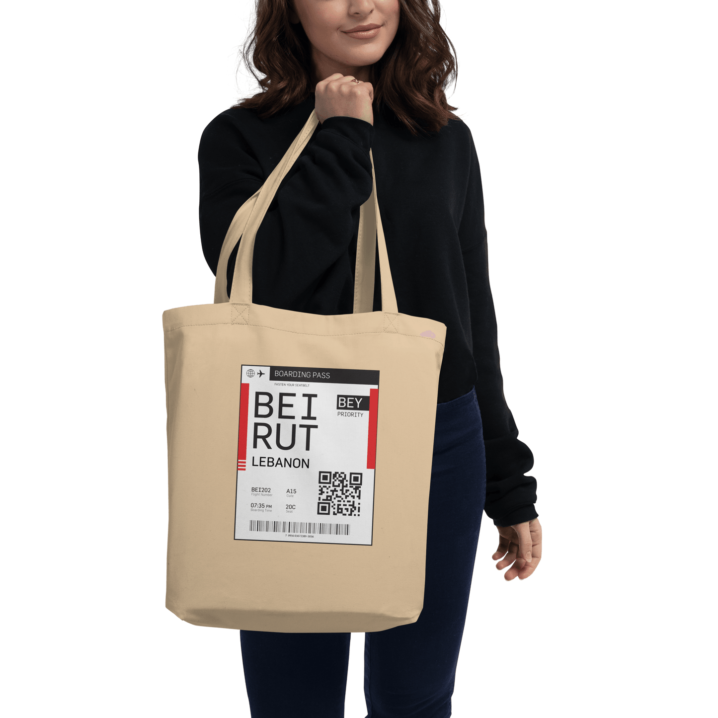 Lebanese Beirut Boarding Pass Tote Bag