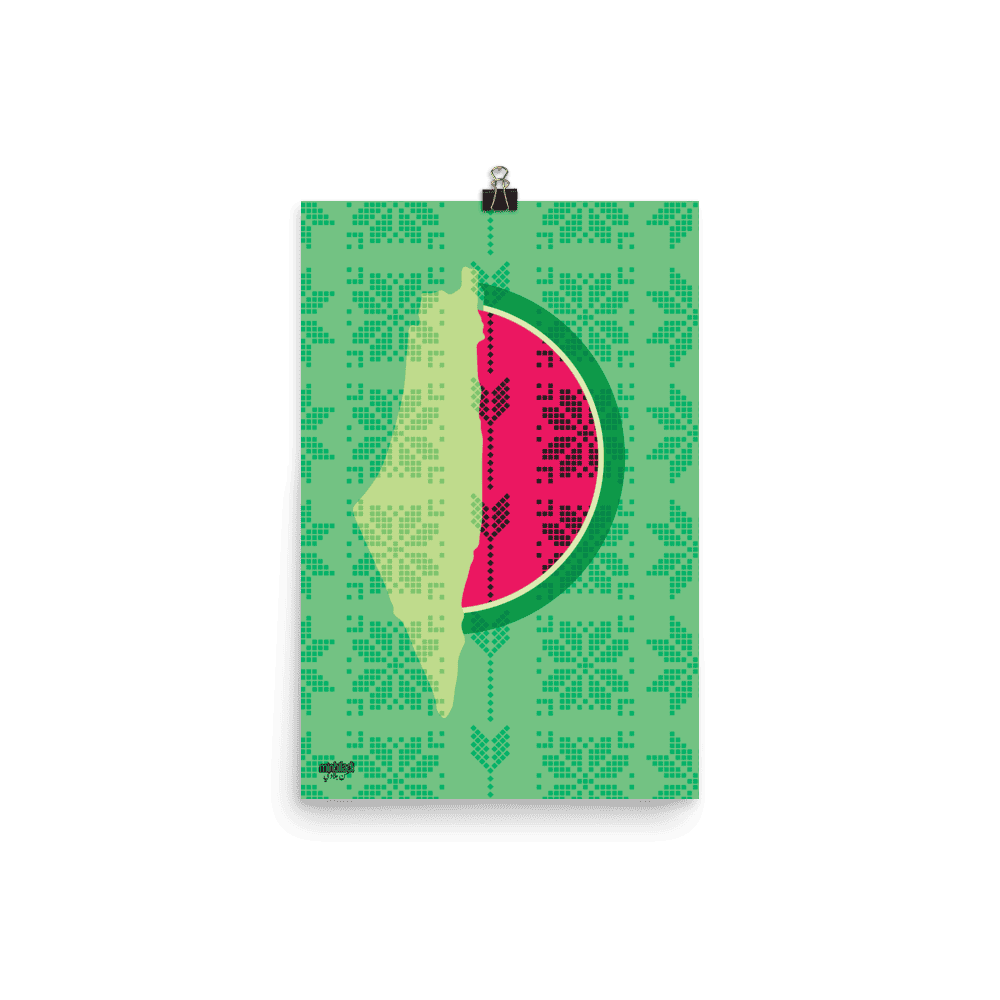 Palestine Map Watermelon Tatreez Poster