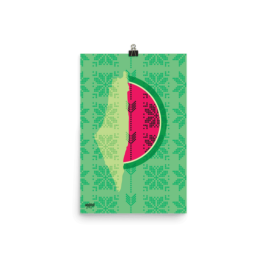 Palestine Map Watermelon Tatreez Poster