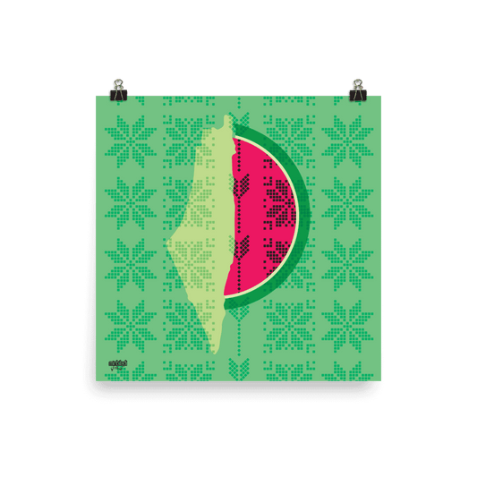 Palestine Map Watermelon Tatreez Square Poster