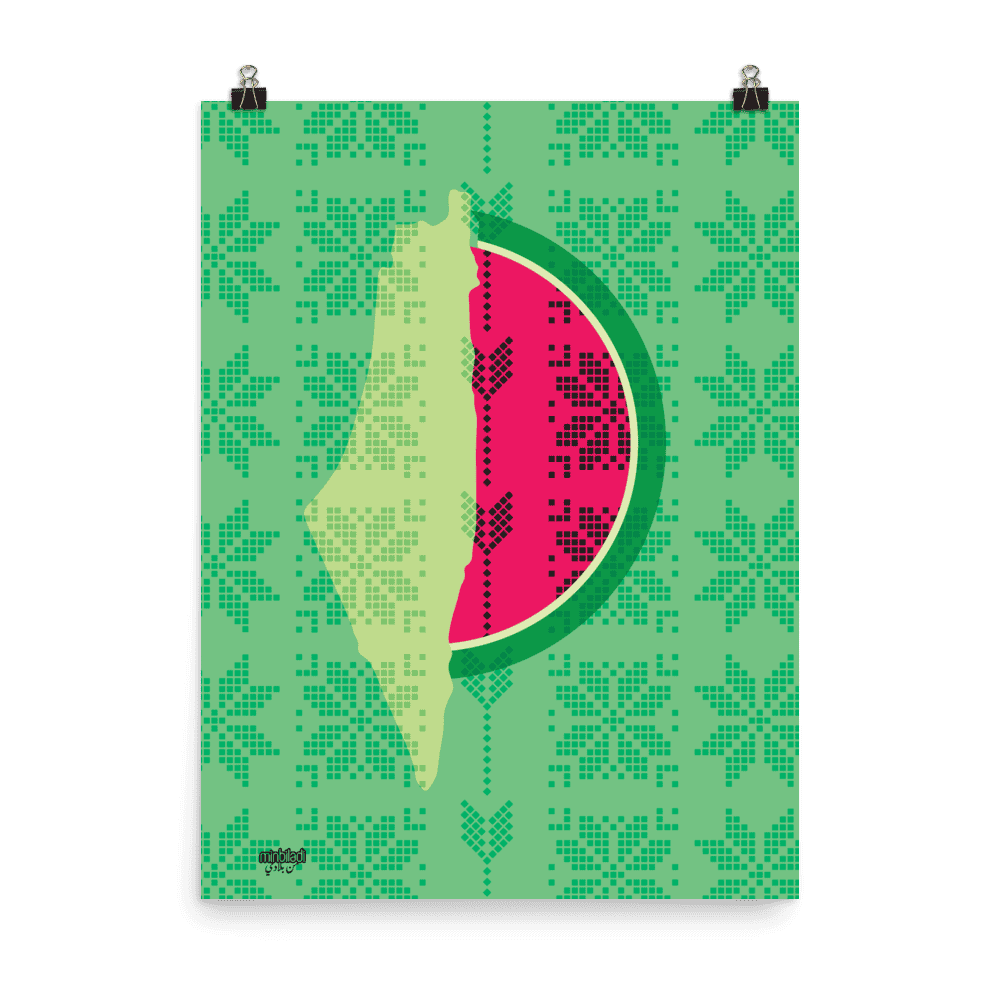 Palestine Map Watermelon Tatreez Poster