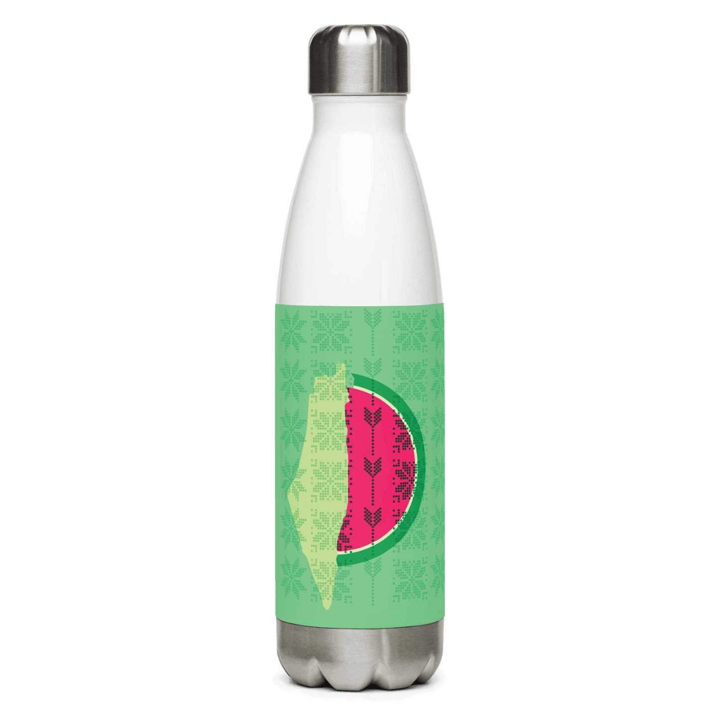 Palestine Watermelon Tatreez Map Water Bottle