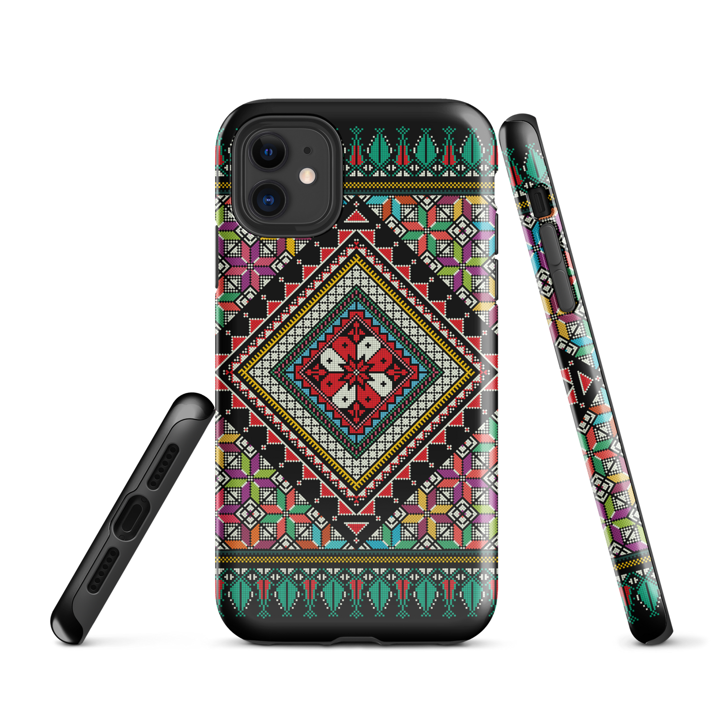 Coque et skin iPhone résistant au motif coloré palestinien Tatriz