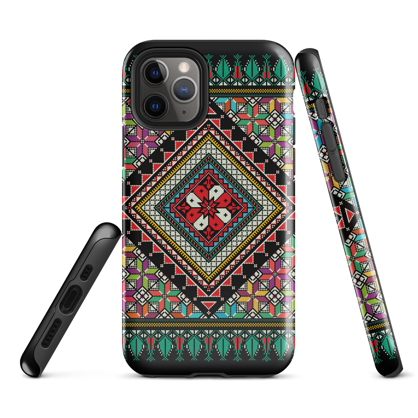 Coque et skin iPhone résistant au motif coloré palestinien Tatriz