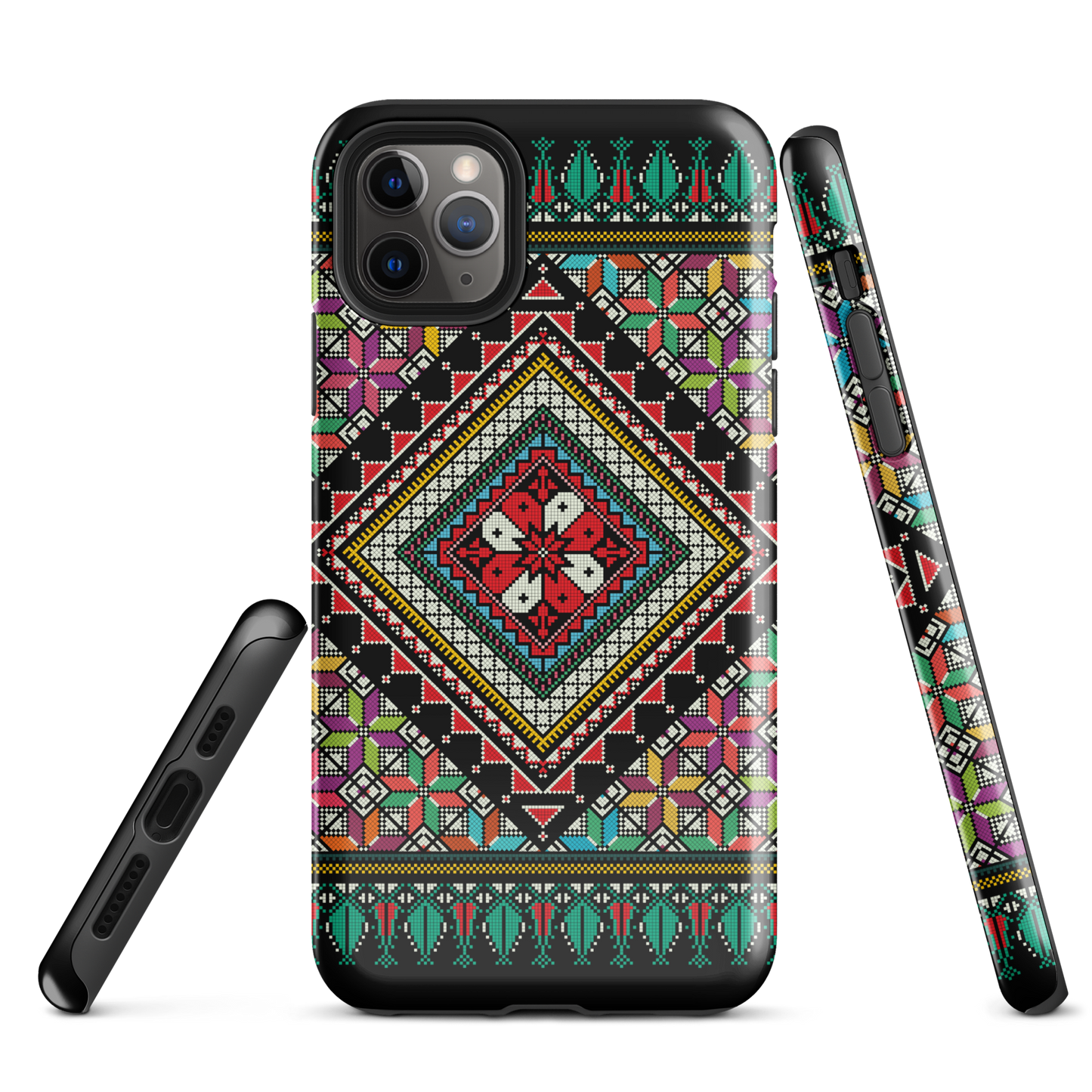 Coque et skin iPhone résistant au motif coloré palestinien Tatriz