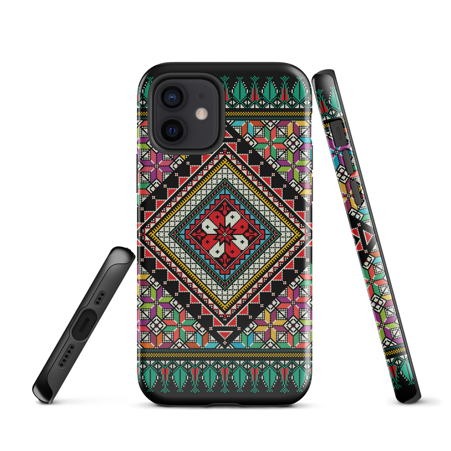 Coque et skin iPhone résistant au motif coloré palestinien Tatriz