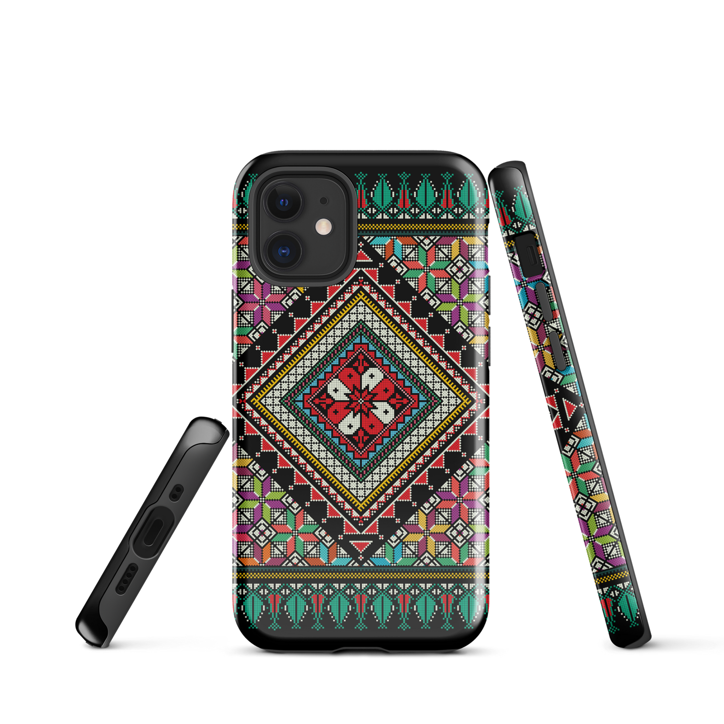 Coque et skin iPhone résistant au motif coloré palestinien Tatriz