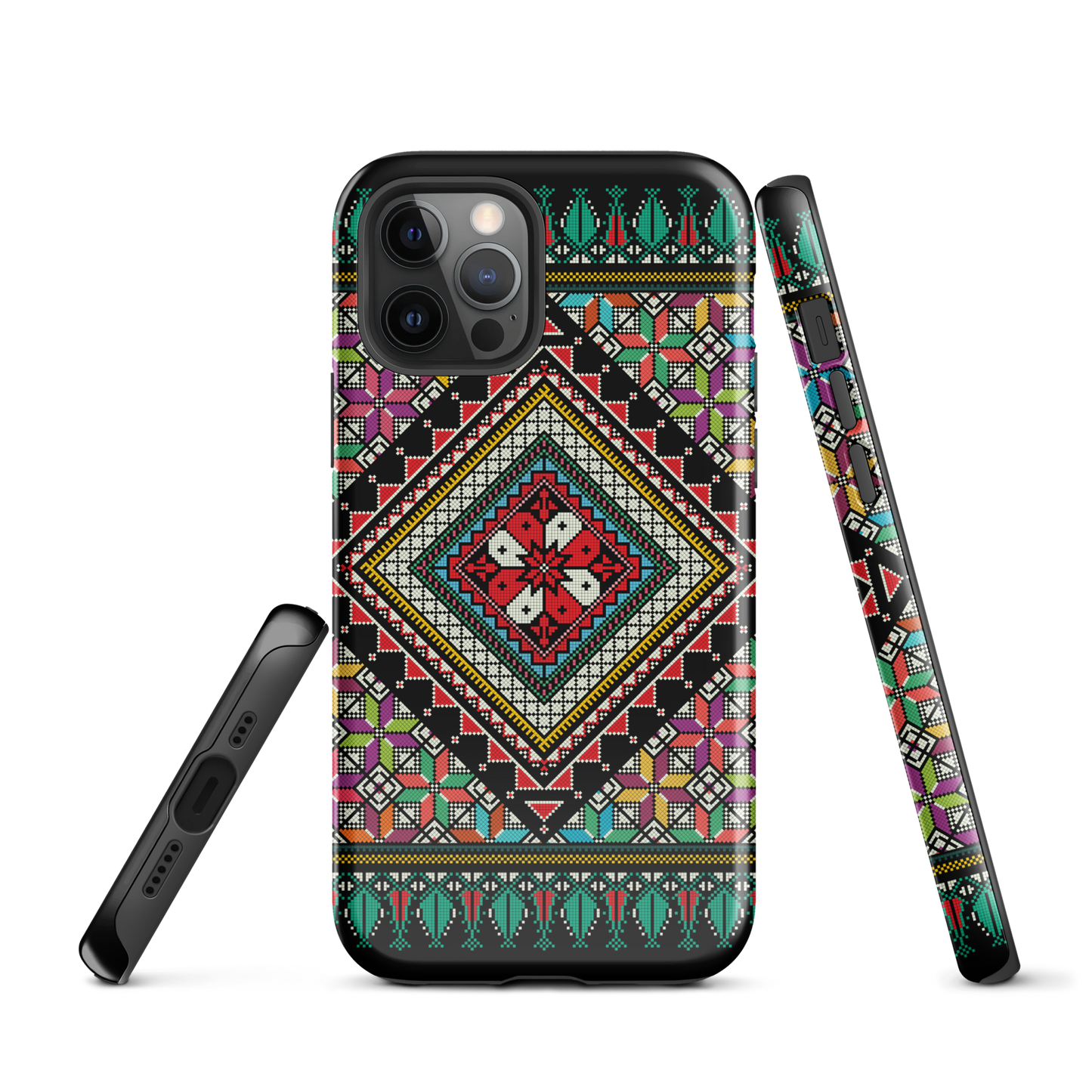 Coque et skin iPhone résistant au motif coloré palestinien Tatriz