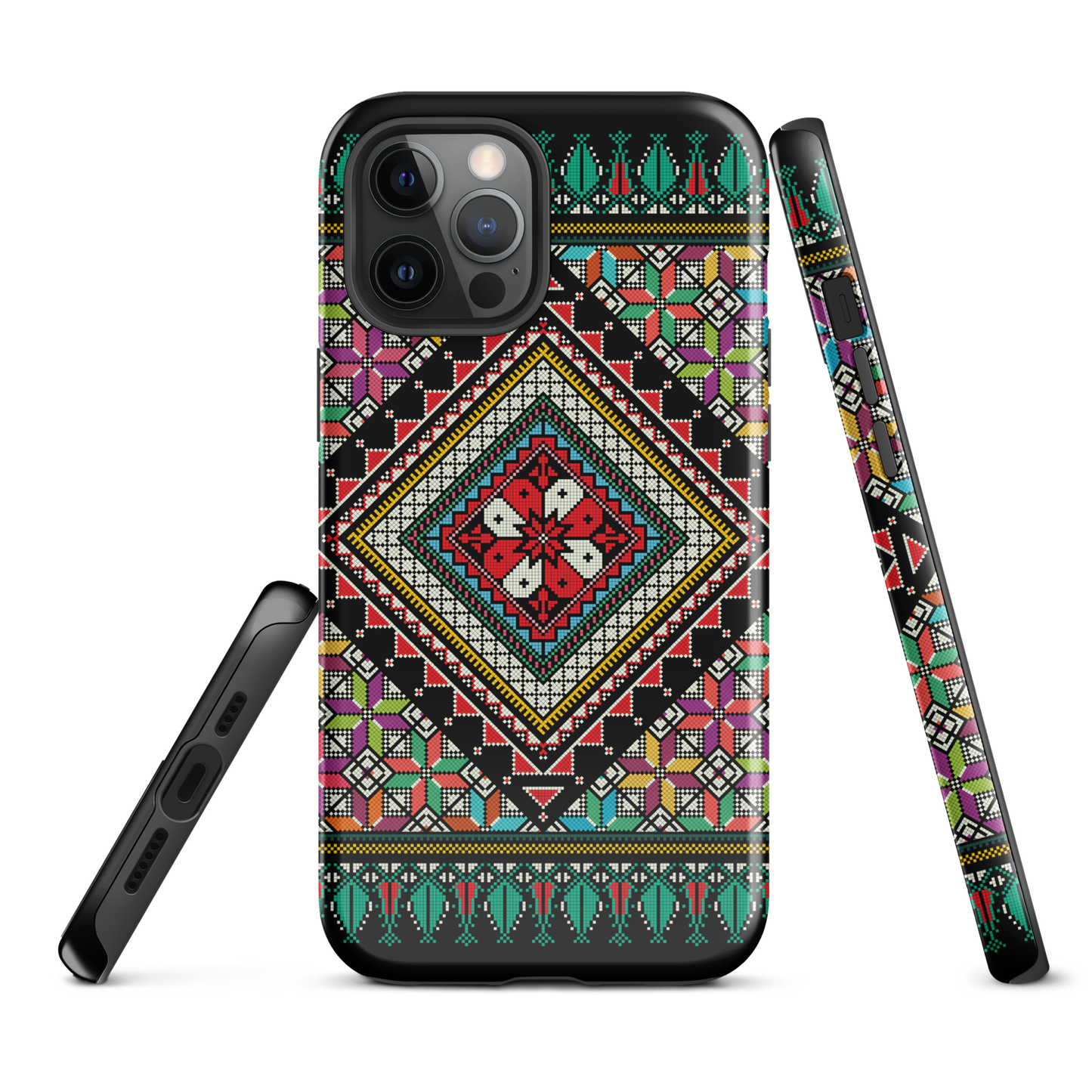 Coque et skin iPhone résistant au motif coloré palestinien Tatriz