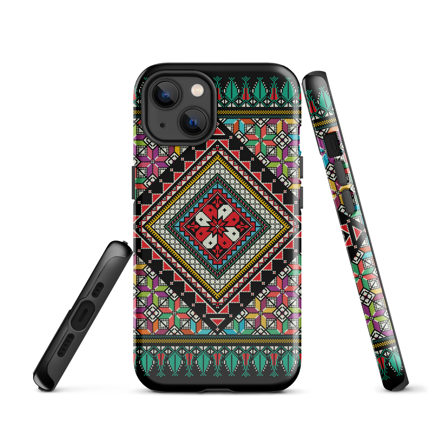 Coque et skin iPhone résistant au motif coloré palestinien Tatriz