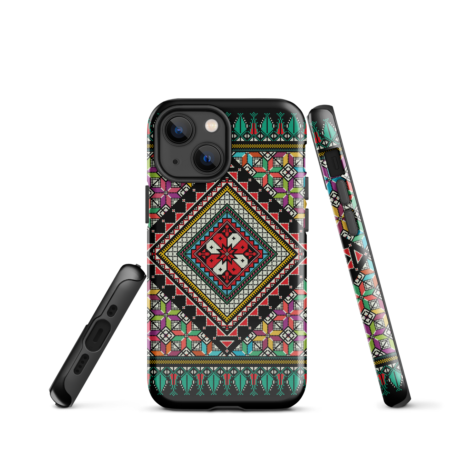 Coque et skin iPhone résistant au motif coloré palestinien Tatriz