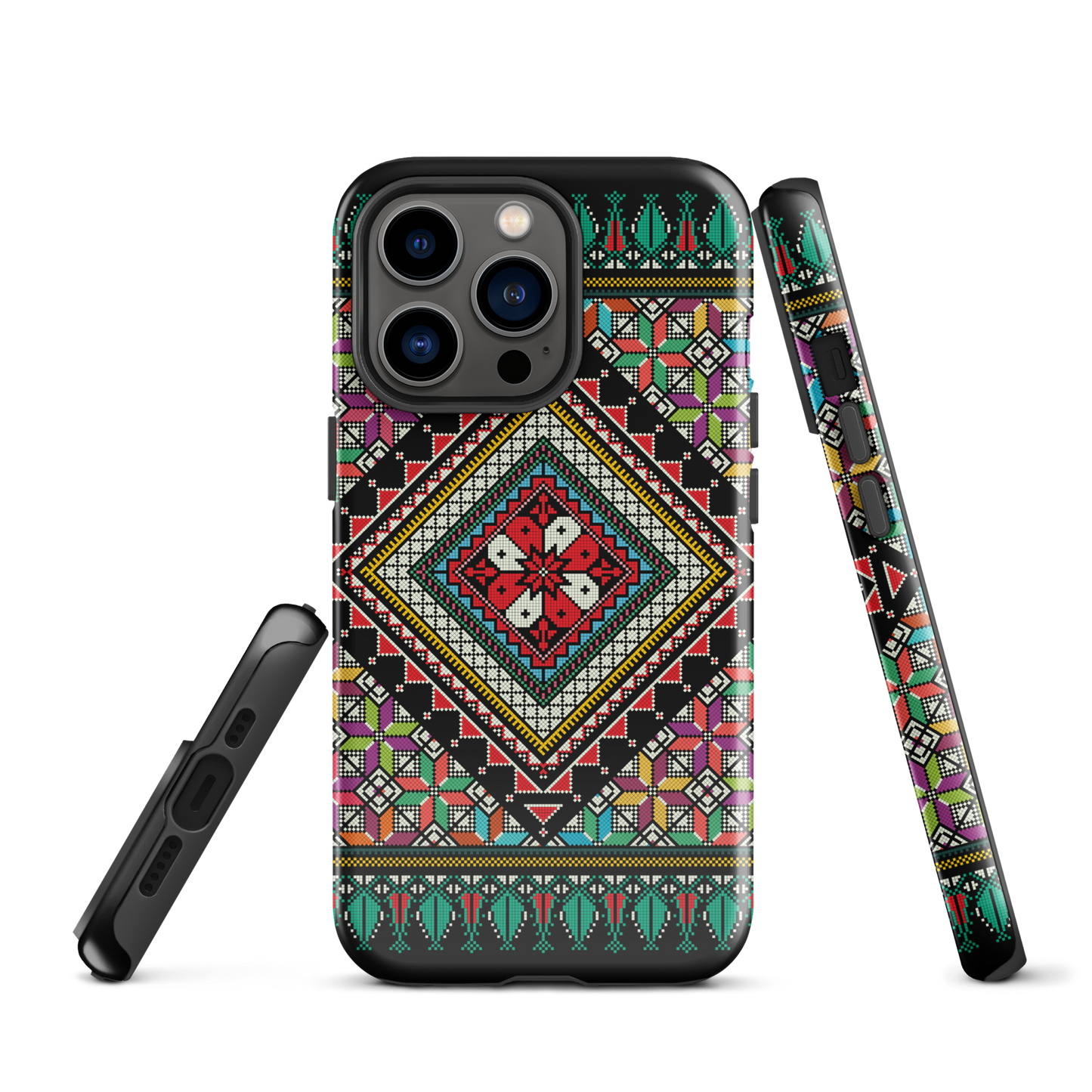 Coque et skin iPhone résistant au motif coloré palestinien Tatriz