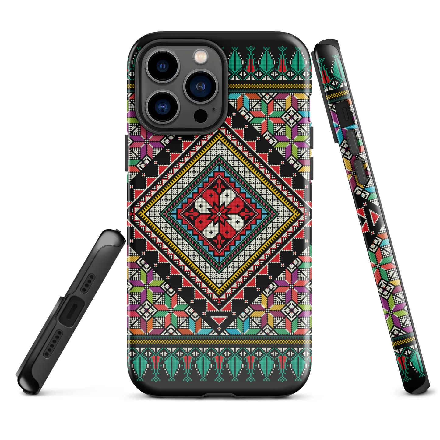 Coque et skin iPhone résistant au motif coloré palestinien Tatriz