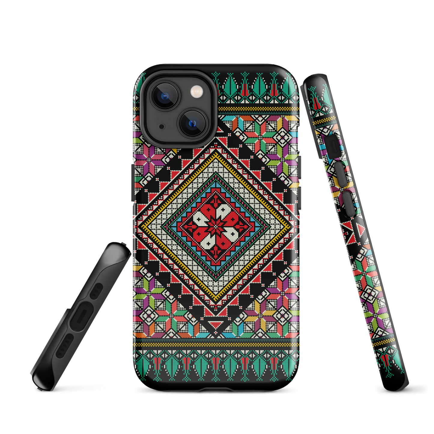 Coque et skin iPhone résistant au motif coloré palestinien Tatriz