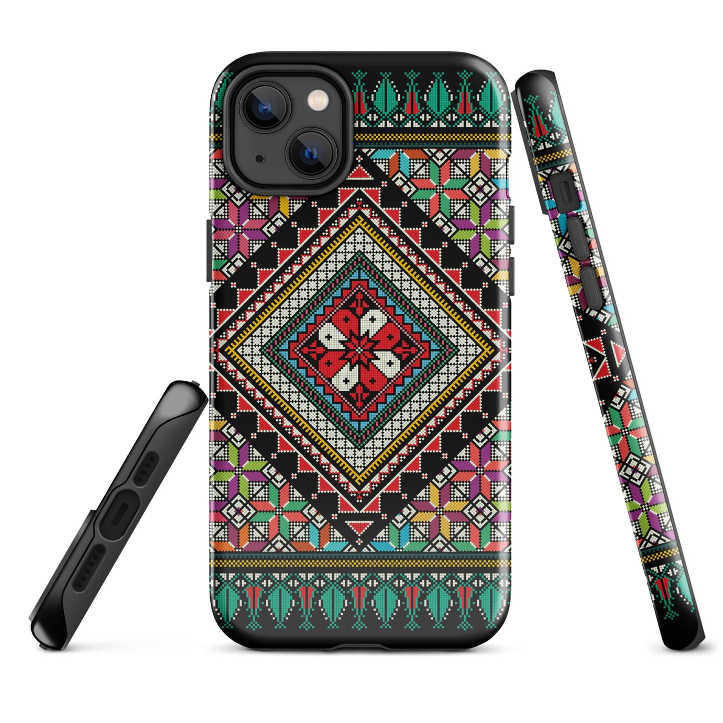 Coque et skin iPhone résistant au motif coloré palestinien Tatriz