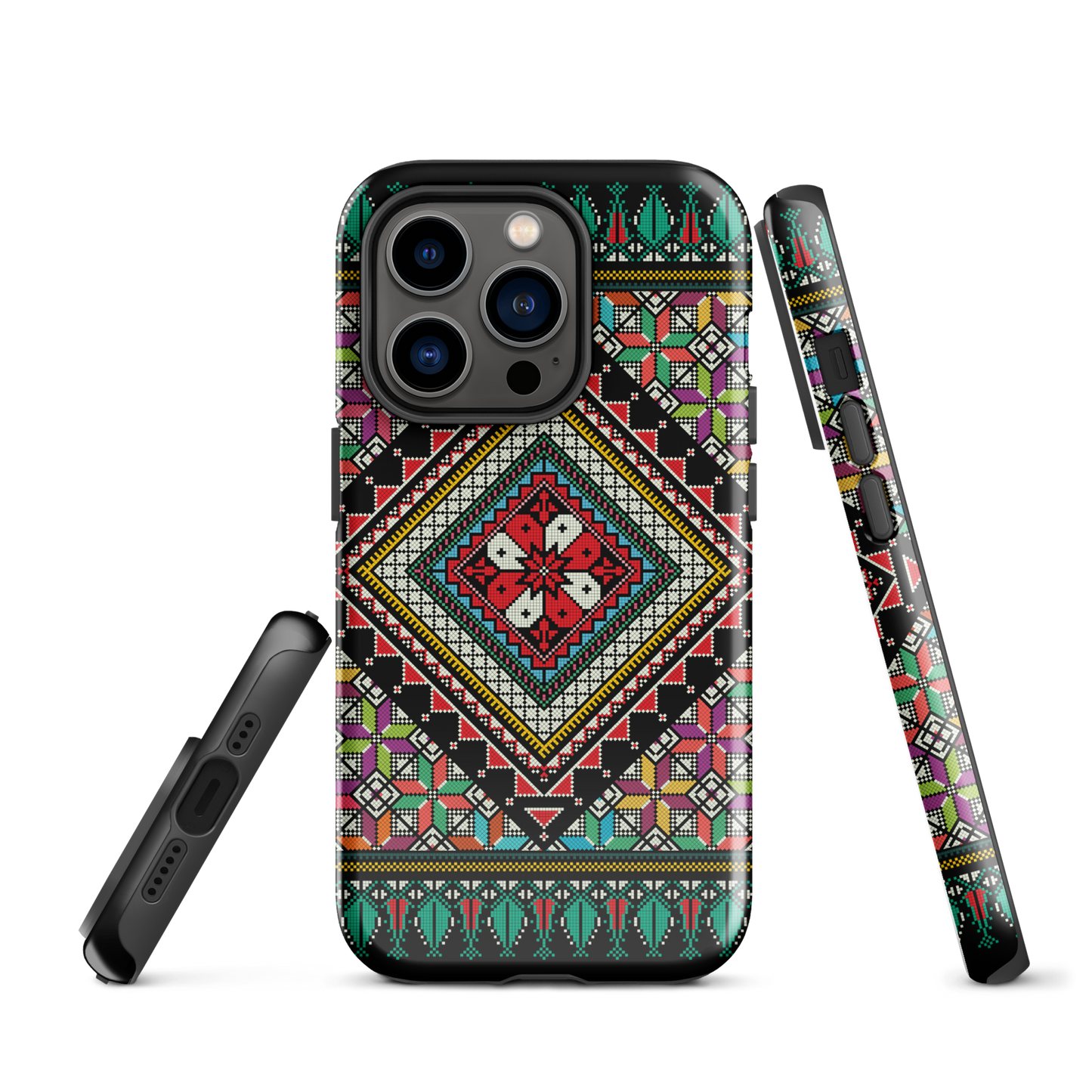 Coque et skin iPhone résistant au motif coloré palestinien Tatriz