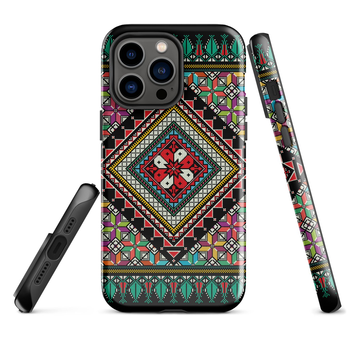 Coque et skin iPhone résistant au motif coloré palestinien Tatriz