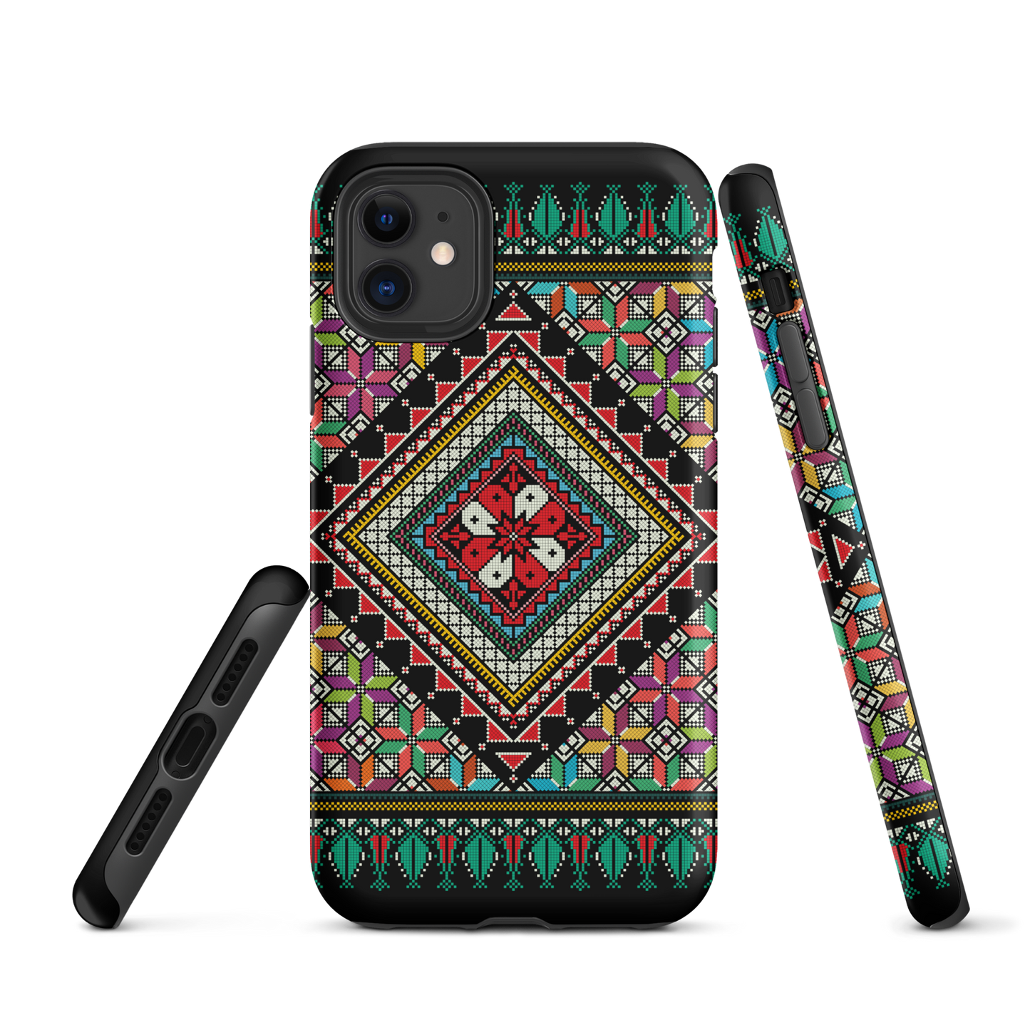 Coque et skin iPhone résistant au motif coloré palestinien Tatriz