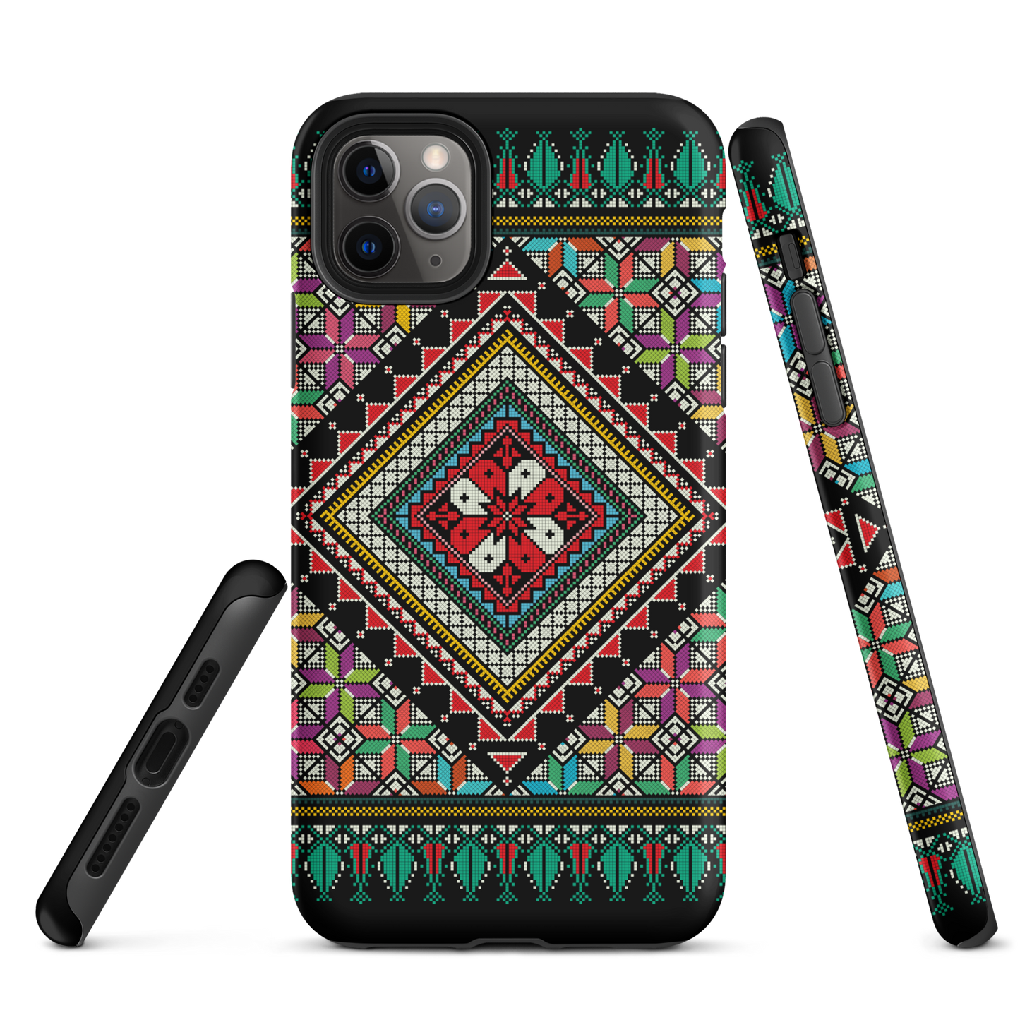 Coque et skin iPhone résistant au motif coloré palestinien Tatriz