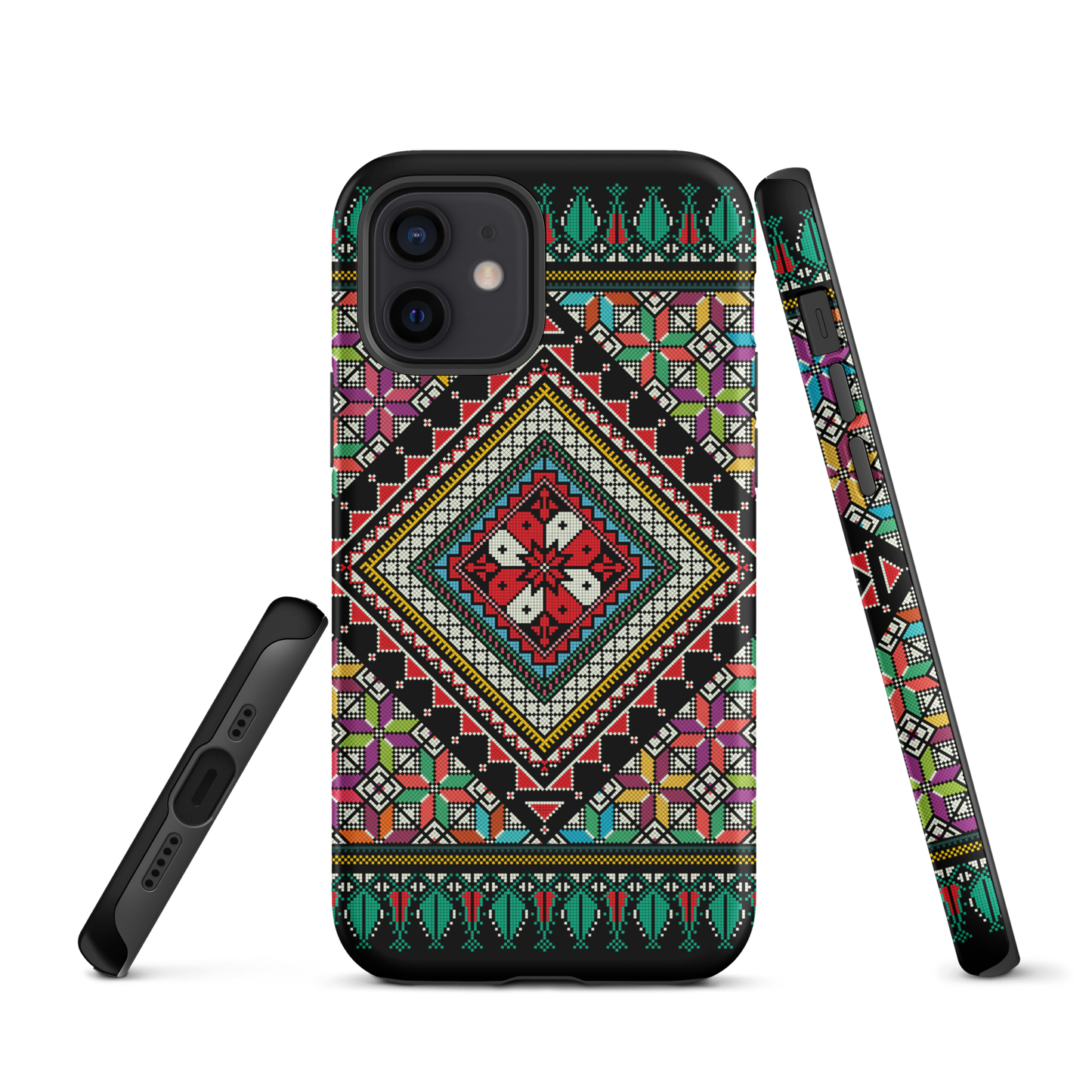 Coque et skin iPhone résistant au motif coloré palestinien Tatriz