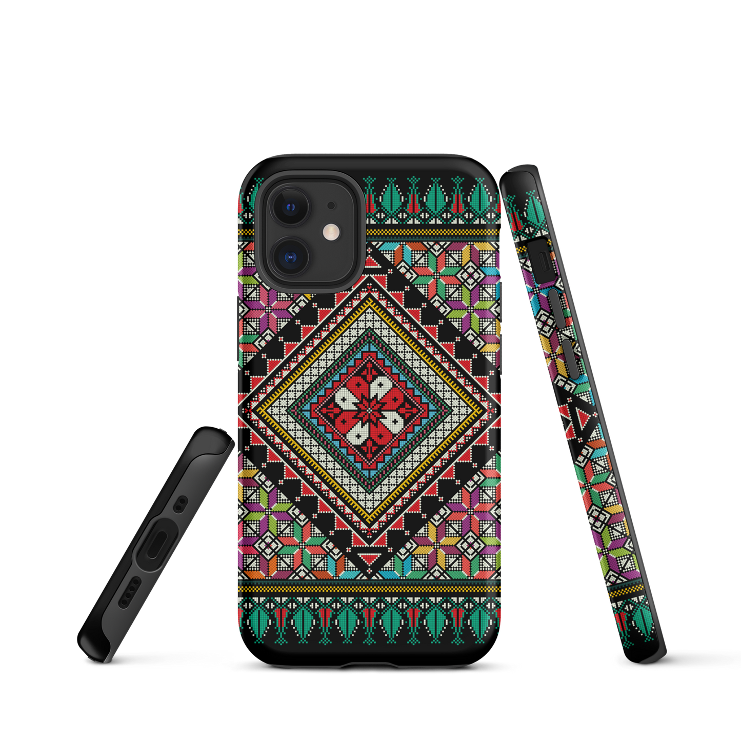 Coque et skin iPhone résistant au motif coloré palestinien Tatriz