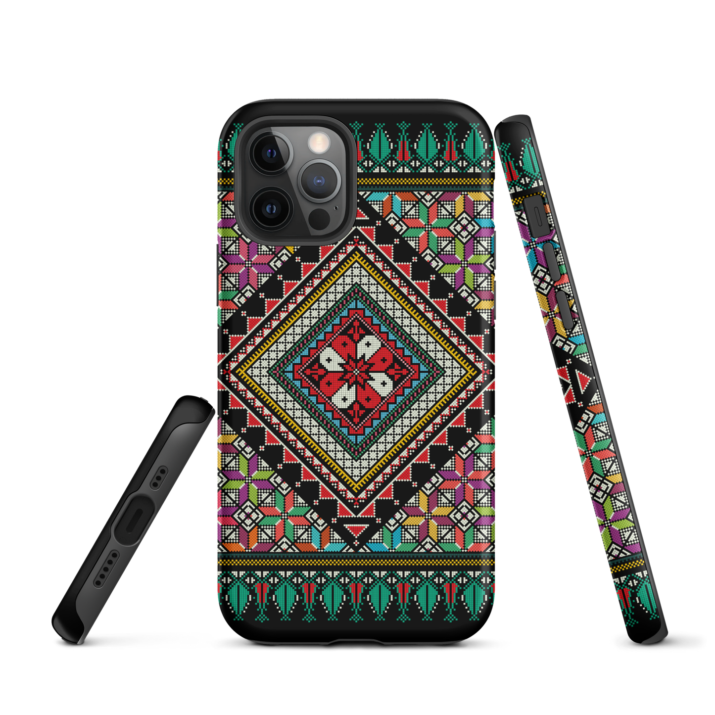 Coque et skin iPhone résistant au motif coloré palestinien Tatriz