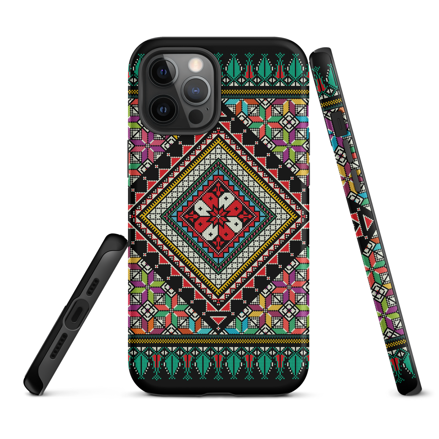 Coque et skin iPhone résistant au motif coloré palestinien Tatriz