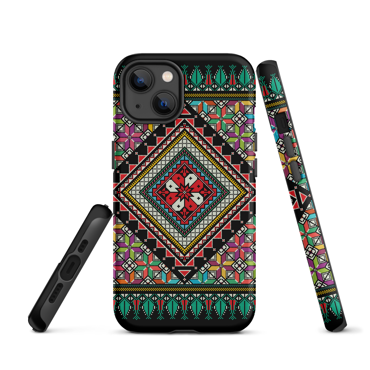 Coque et skin iPhone résistant au motif coloré palestinien Tatriz