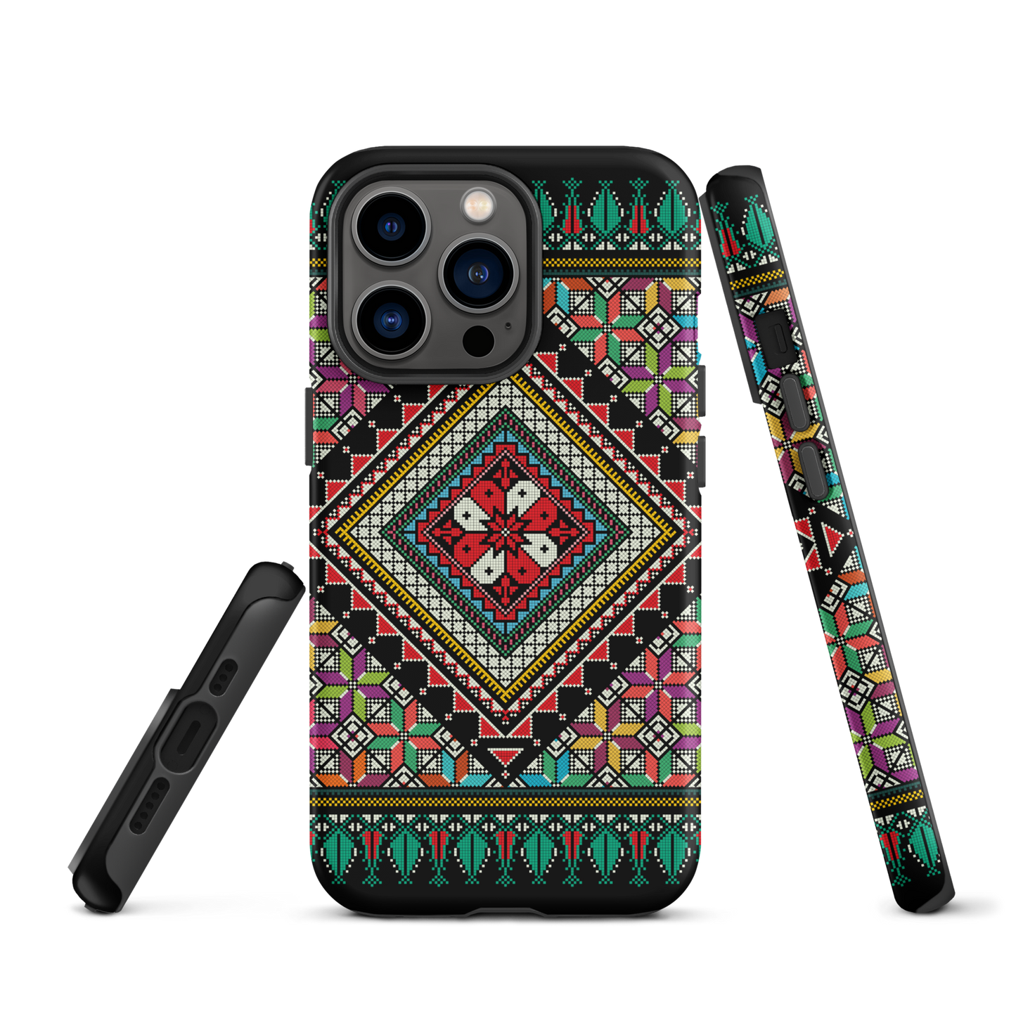 Coque et skin iPhone résistant au motif coloré palestinien Tatriz