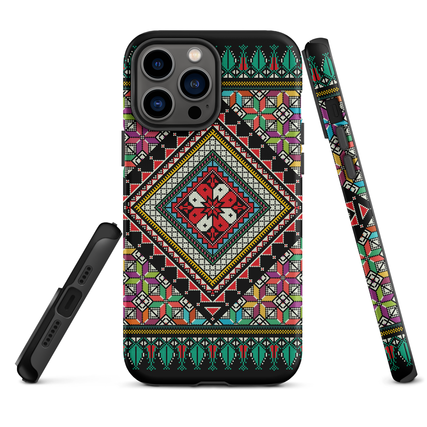 Coque et skin iPhone résistant au motif coloré palestinien Tatriz