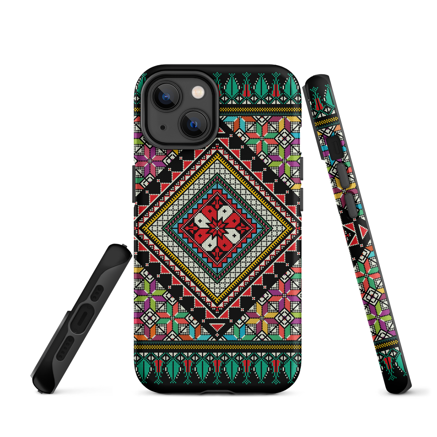 Coque et skin iPhone résistant au motif coloré palestinien Tatriz