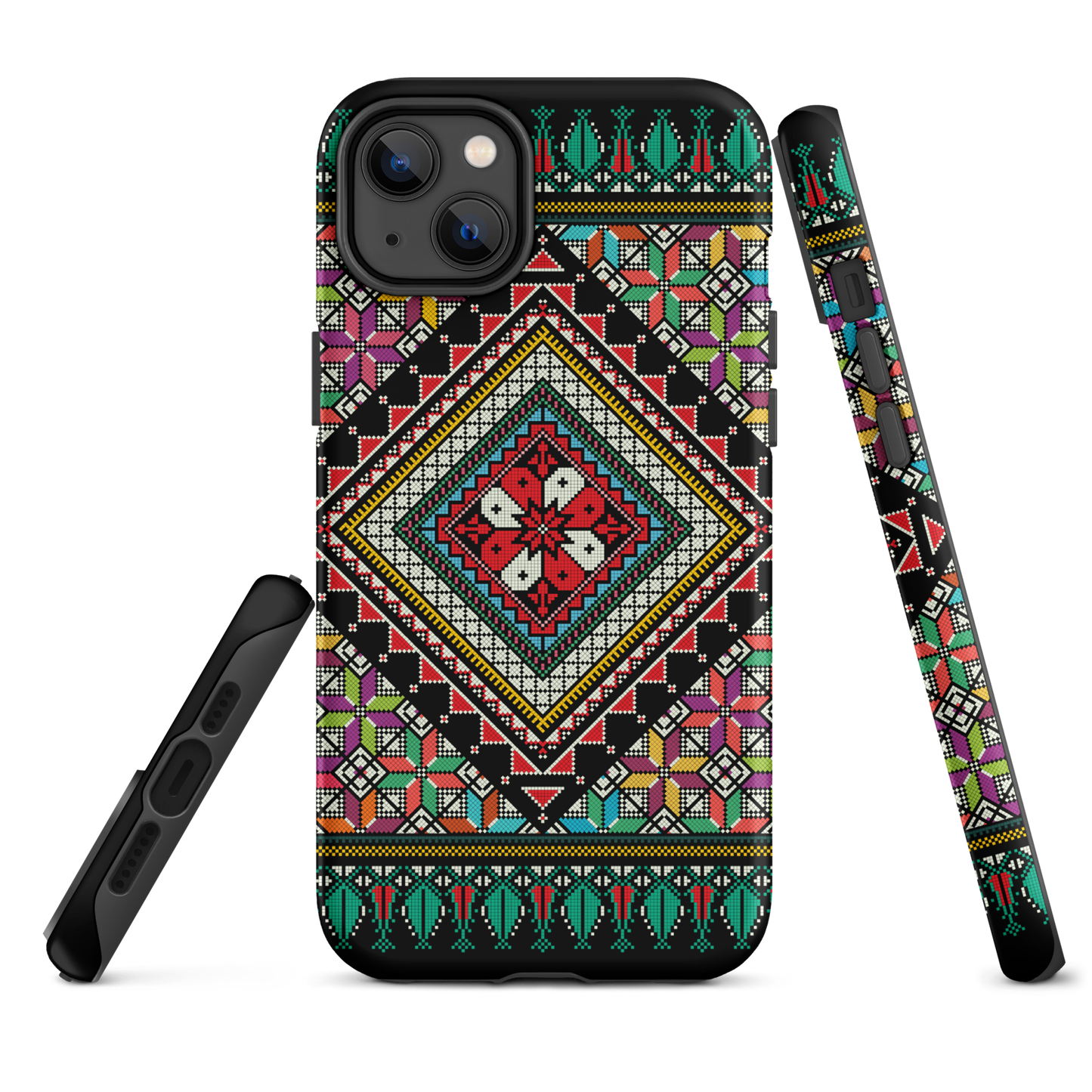 Coque et skin iPhone résistant au motif coloré palestinien Tatriz