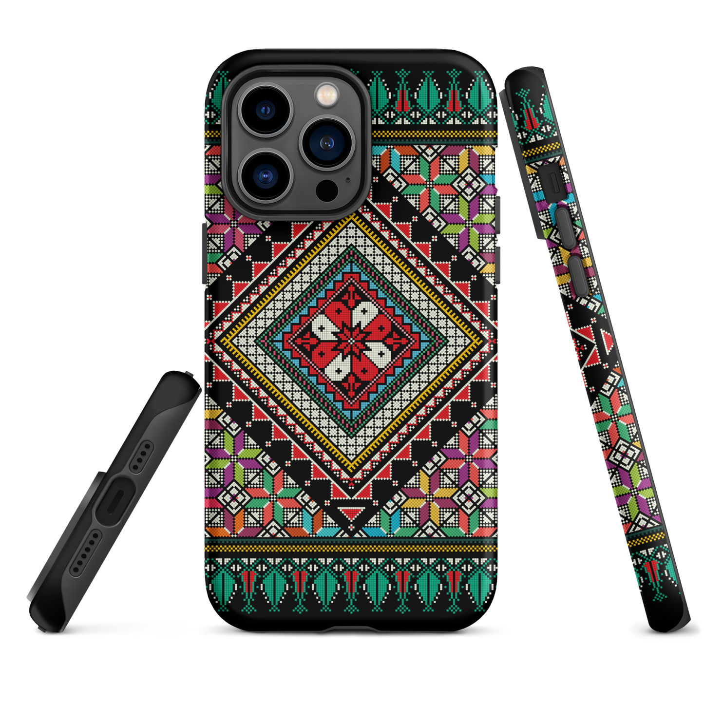 Coque et skin iPhone résistant au motif coloré palestinien Tatriz