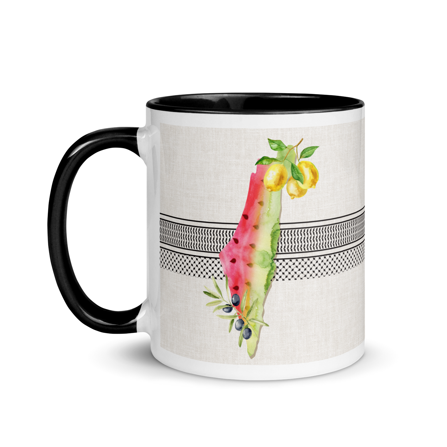 Palestine Map Lemon Watermelon Olive Mug