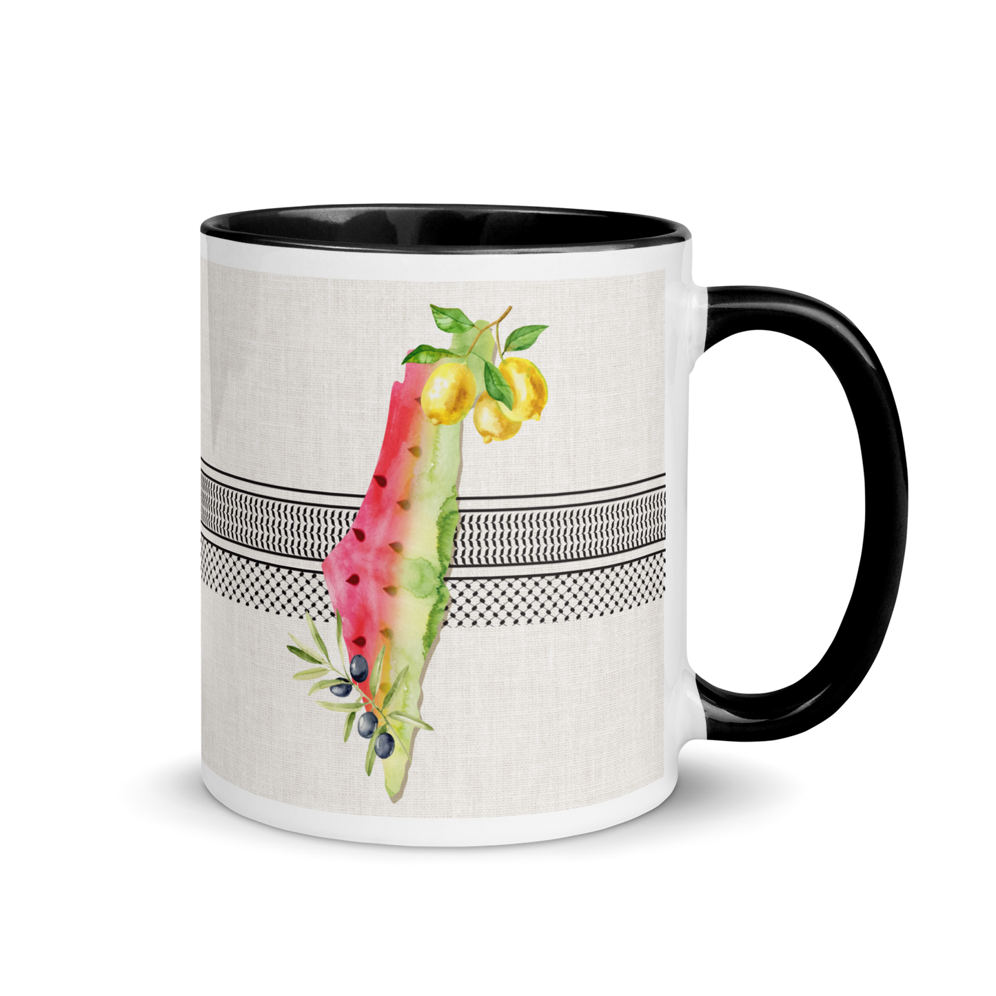 Palestine Map Lemon Watermelon Olive Mug