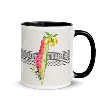 Palestine Map Lemon Watermelon Olive Mug