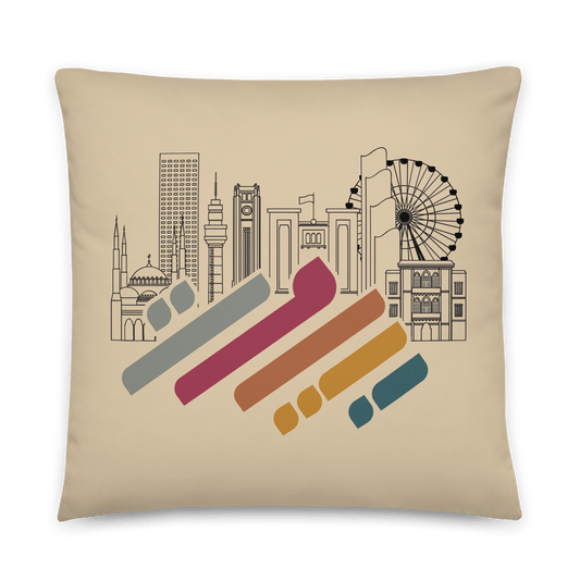 Coussin Paysage urbain avec logo rétro de Beyrouth