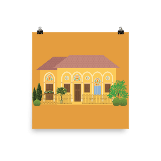 Mustard Yellow Lebanese Traditional House Poster