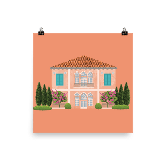 Peach Lebanese Traditional House Poster