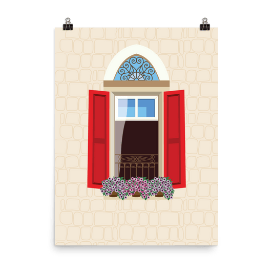 Red Lebanese Windows Poster