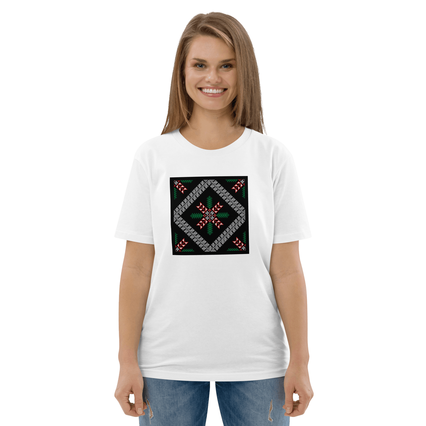 T-shirt palestinien à motif traditionnel Tatriz pour femmes